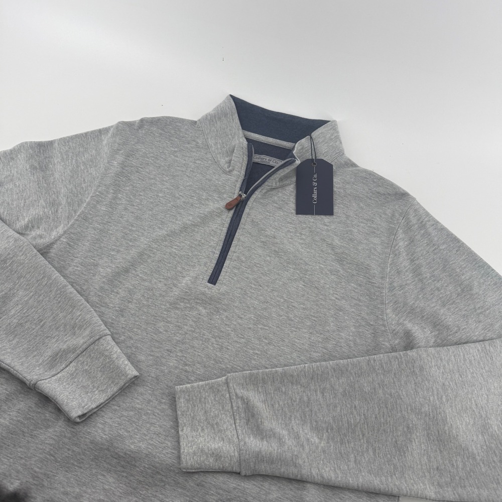 Collars & Co Mens Quarter Zip Pullover Heather Gray Modal Blend Medium NWT